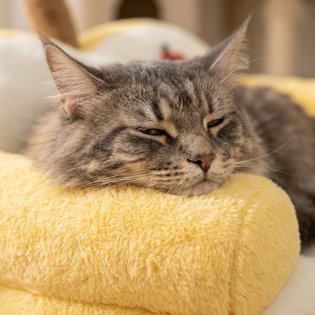 Apple-Shaped Cat Sofa Bed | Rabbit Fur Plush | Removable Cover