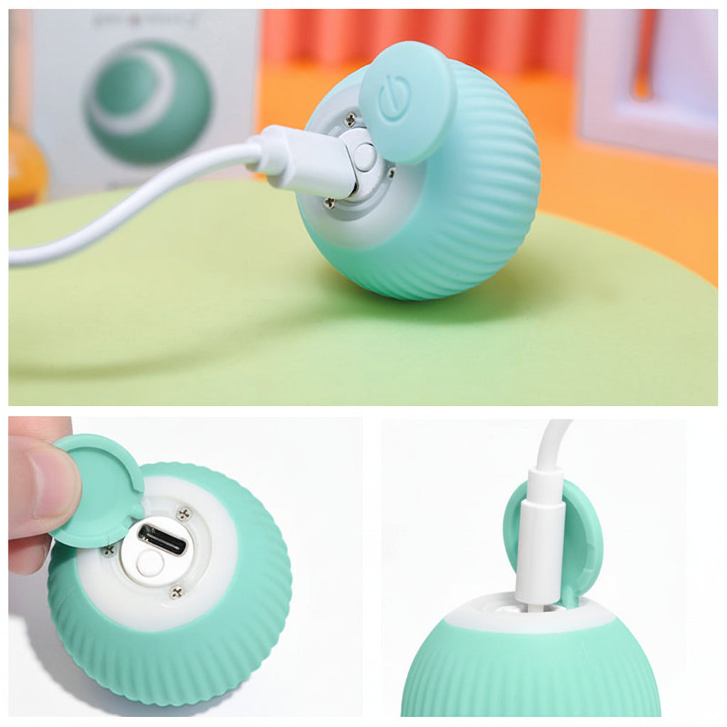 Self-Rolling Cat Ball Toy | Hide-and-Seek Mat Option, USB Rechargeable