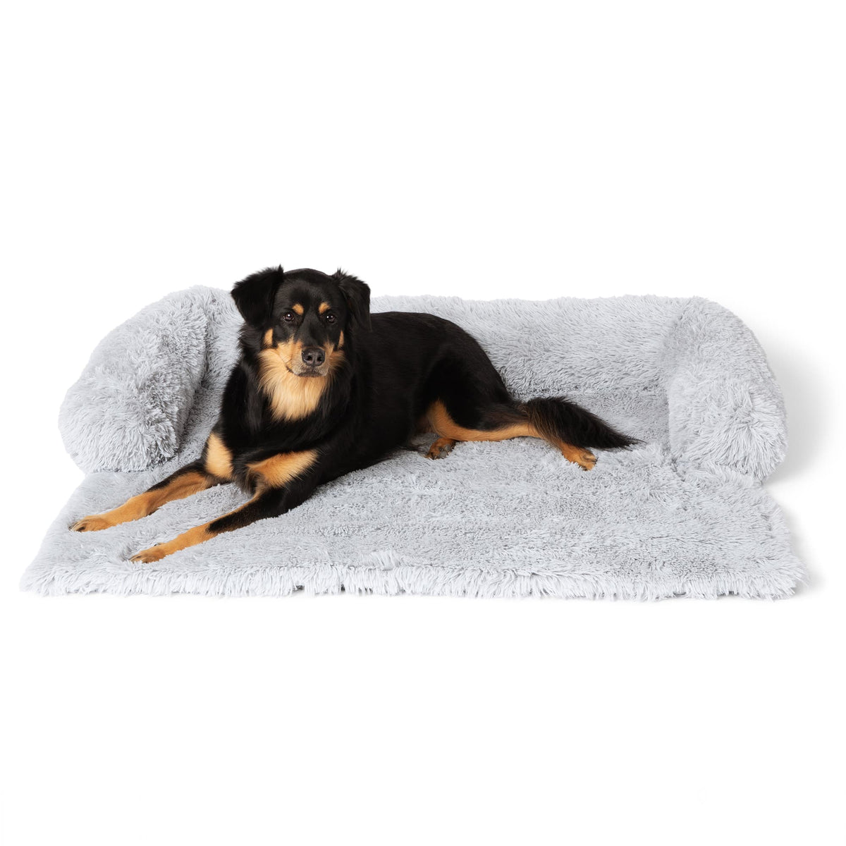 Fluffy Dog Couch Cover with Bolster | Faux Fur, Raised Edges, 35.4 in
