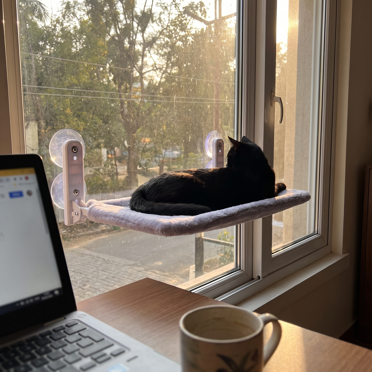 Cat Window Hammock with Suction Cups | Reversible, Washable Cover