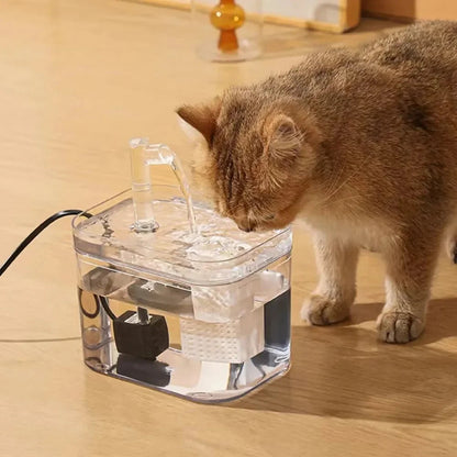 Cat Water Fountain, Clear Cube Design | Arched Spout, 6 Colors