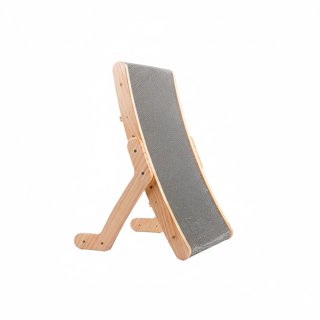 Curved Cat Scratcher Lounge | Wood Frame, Replaceable Cardboard Pad
