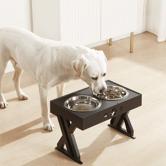 Adjustable Elevated Dog Bowls | 3 Heights, Foldable Stand, 2 Steel Bowls
