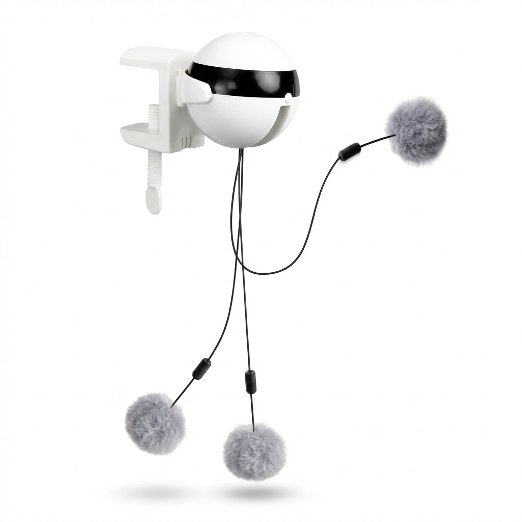 Automatic Lifting Cat Toy | Clamp-On String & Pompom | Hands-Free