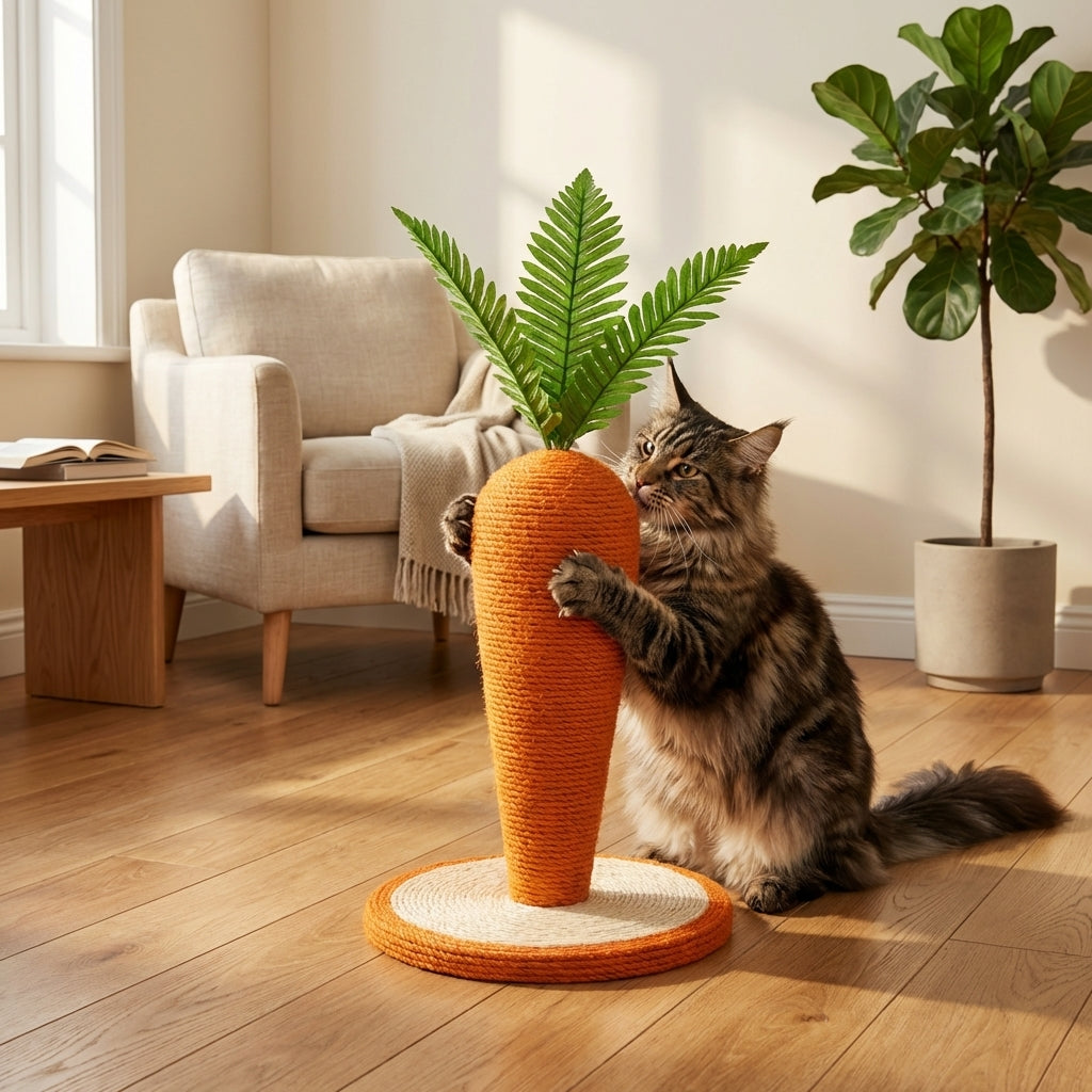 Carrot-Shaped Sisal Rope Scratching Post for Cats