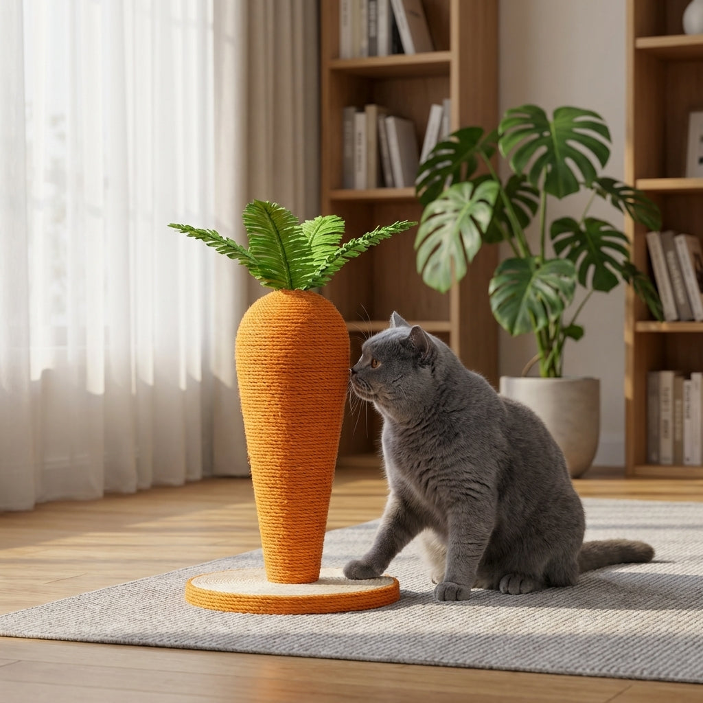 Carrot-Shaped Sisal Rope Scratching Post for Cats