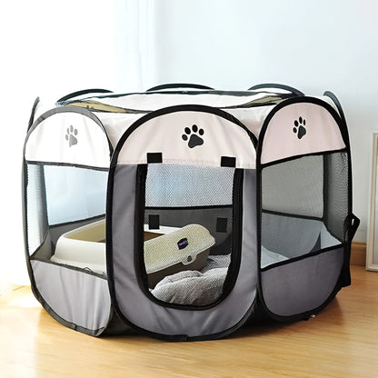 Foldable Pet Playpen for Cats and Small Dogs | Mesh Panels, 3 Sizes