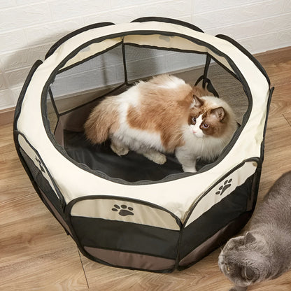 Foldable Pet Playpen for Cats and Small Dogs | Mesh Panels, 3 Sizes