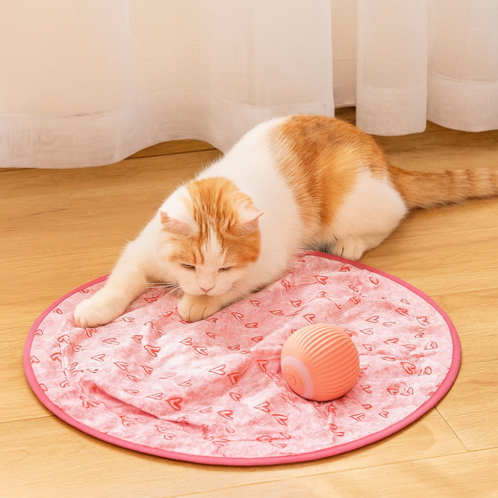 Hide-and-Seek Cat Toy with Moving Ball | 28 in Play Mat, Auto Shut-Off