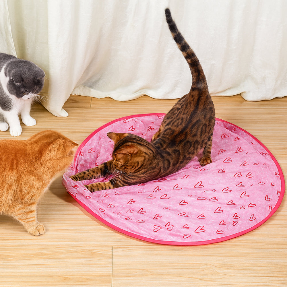 Hide-and-Seek Cat Toy with Moving Ball | 28 in Play Mat, Auto Shut-Off