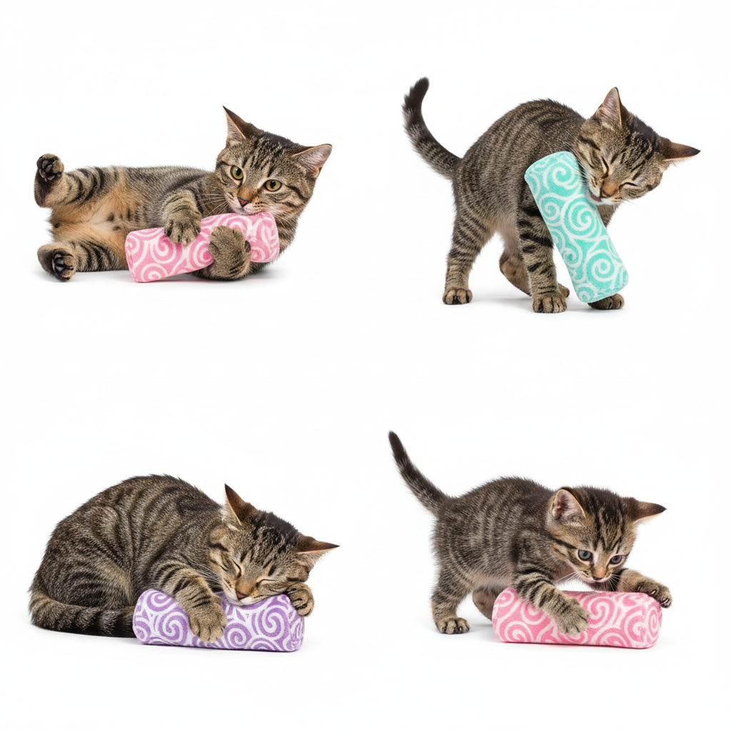 Plush Cat Kicker Toy | Fluffy Tie-Dye Pillow, 7.9 in