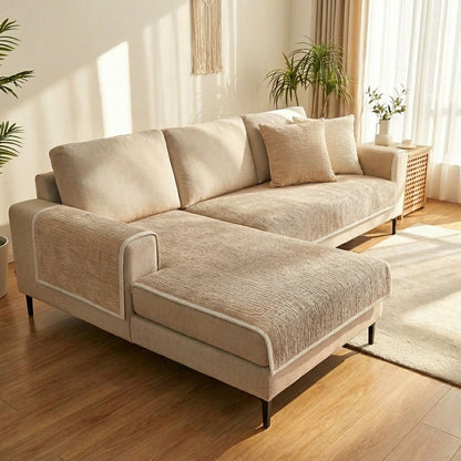 Chenille Sofa Cover | Striped Anti-Scratch | Grey / Blue / Beige