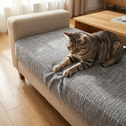 Chenille Sofa Cover | Striped Anti-Scratch | Grey / Blue / Beige
