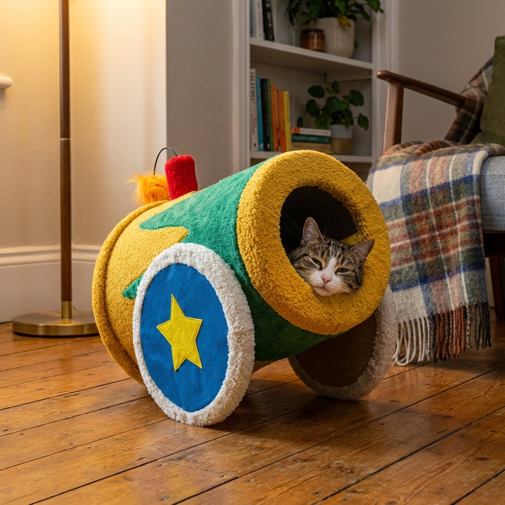 Circus-Themed Cat Tree & Bed Set | Teddy Fleece | 3 Styles