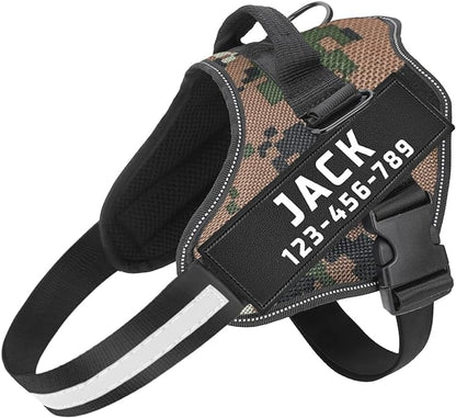 Custom No Pull Dog Harness | Personalised with Name & Number | Better Control | Prevents Throat Damage | XS to XXL