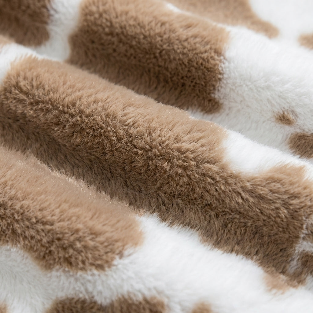 Cow Print Plush Pet Blanket | Non-Slip Backing | 2 Sizes