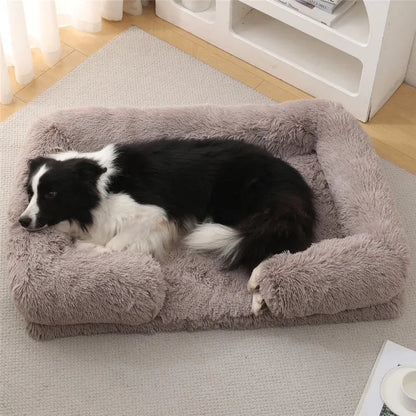 Calming Dog Bed Sofa | Head & Neck Support | Ultra-Soft Plush | Machine Washable | All Breeds & Sizes