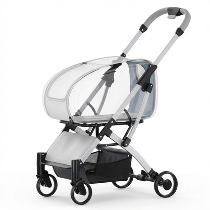 Detachable Cat Carrier Stroller | Clear Enclosure | Foldable
