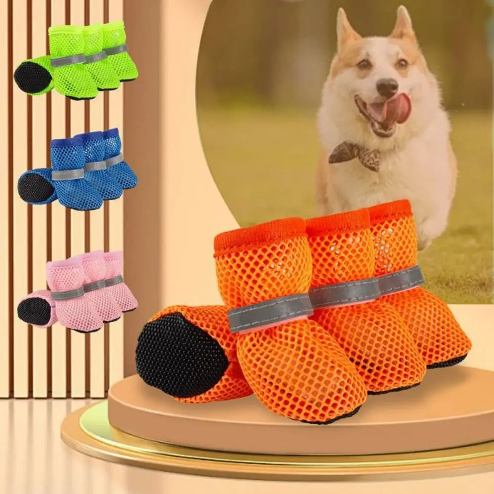 Mesh Dog Shoes, Set of 4 | Non-Slip Sole, Adjustable Strap, S to XL