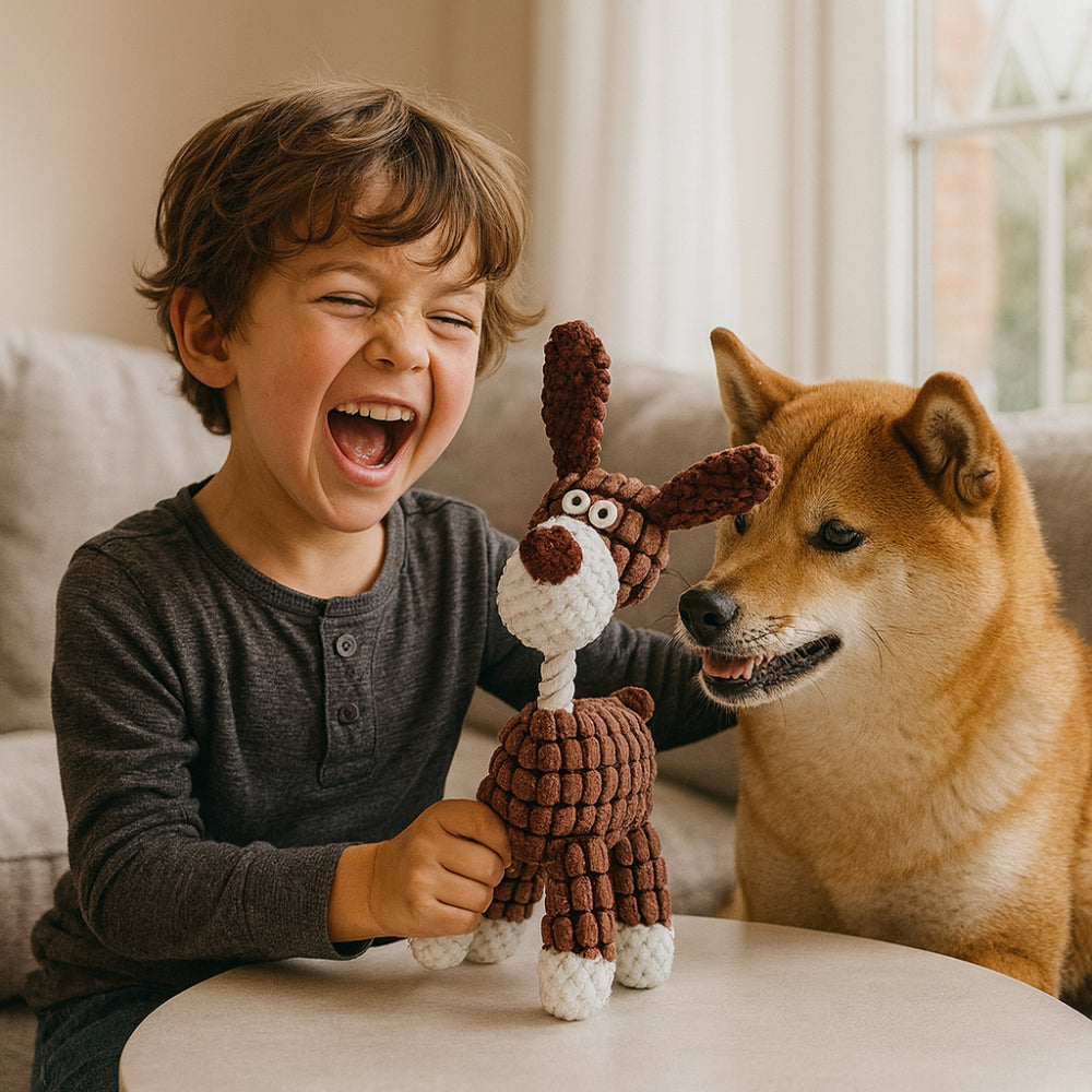 Plush Donkey Dog Toy | Squeaky, Ribbed Texture, 3 Colors
