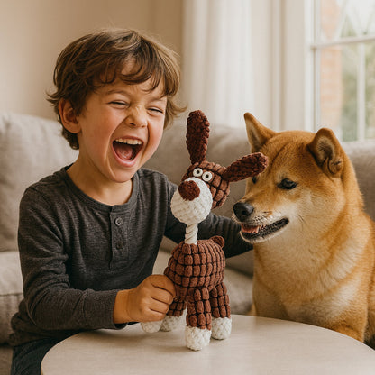 Plush Donkey Dog Toy | Squeaky, Ribbed Texture, 3 Colors