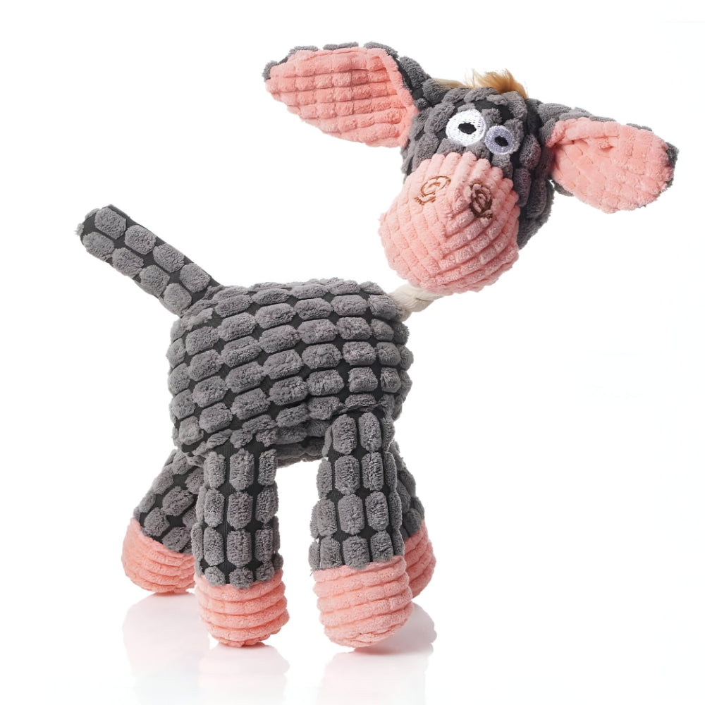 Plush Donkey Dog Toy | Squeaky, Ribbed Texture, 3 Colors