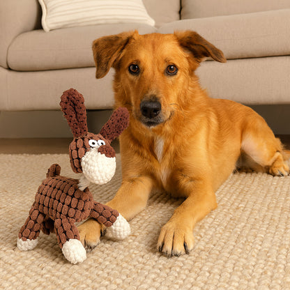 Plush Donkey Dog Toy | Squeaky, Ribbed Texture, 3 Colors