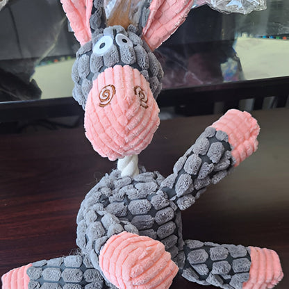 Plush Donkey Dog Toy | Squeaky, Ribbed Texture, 3 Colors
