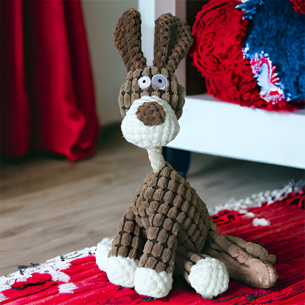 Plush Donkey Dog Toy | Squeaky, Ribbed Texture, 3 Colors
