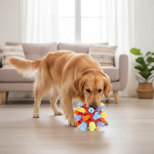 Snuffle Ball for Dogs | Fleece Treat Pockets and Tail, 8 in