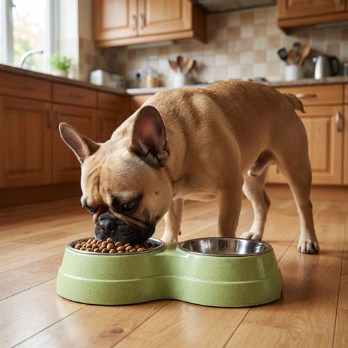 Double Pet Bowl Set | Stainless Steel Inserts | Non-Slip Base