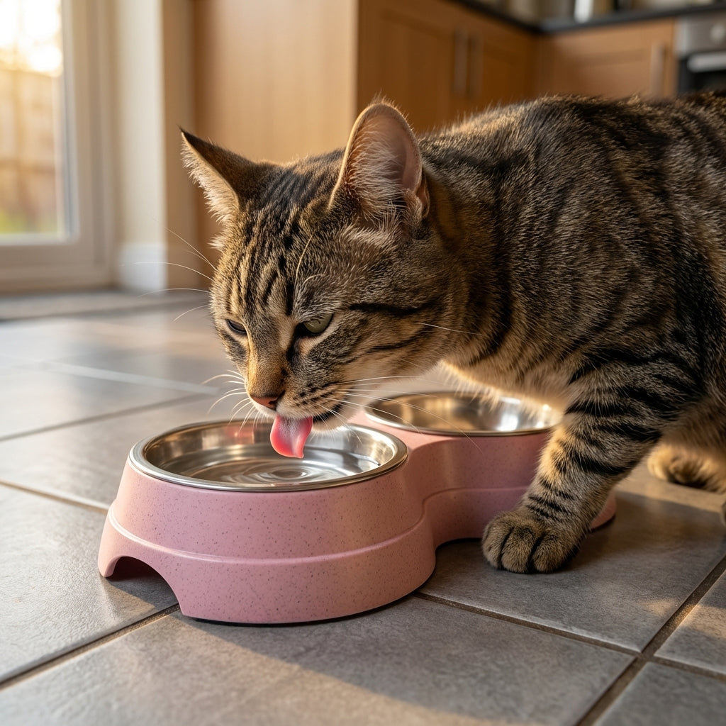 Double Pet Bowl Set | Stainless Steel Inserts | Non-Slip Base