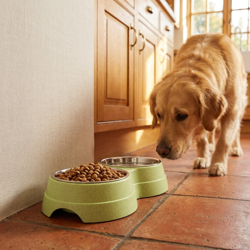 Double Pet Bowl Set | Stainless Steel Inserts | Non-Slip Base