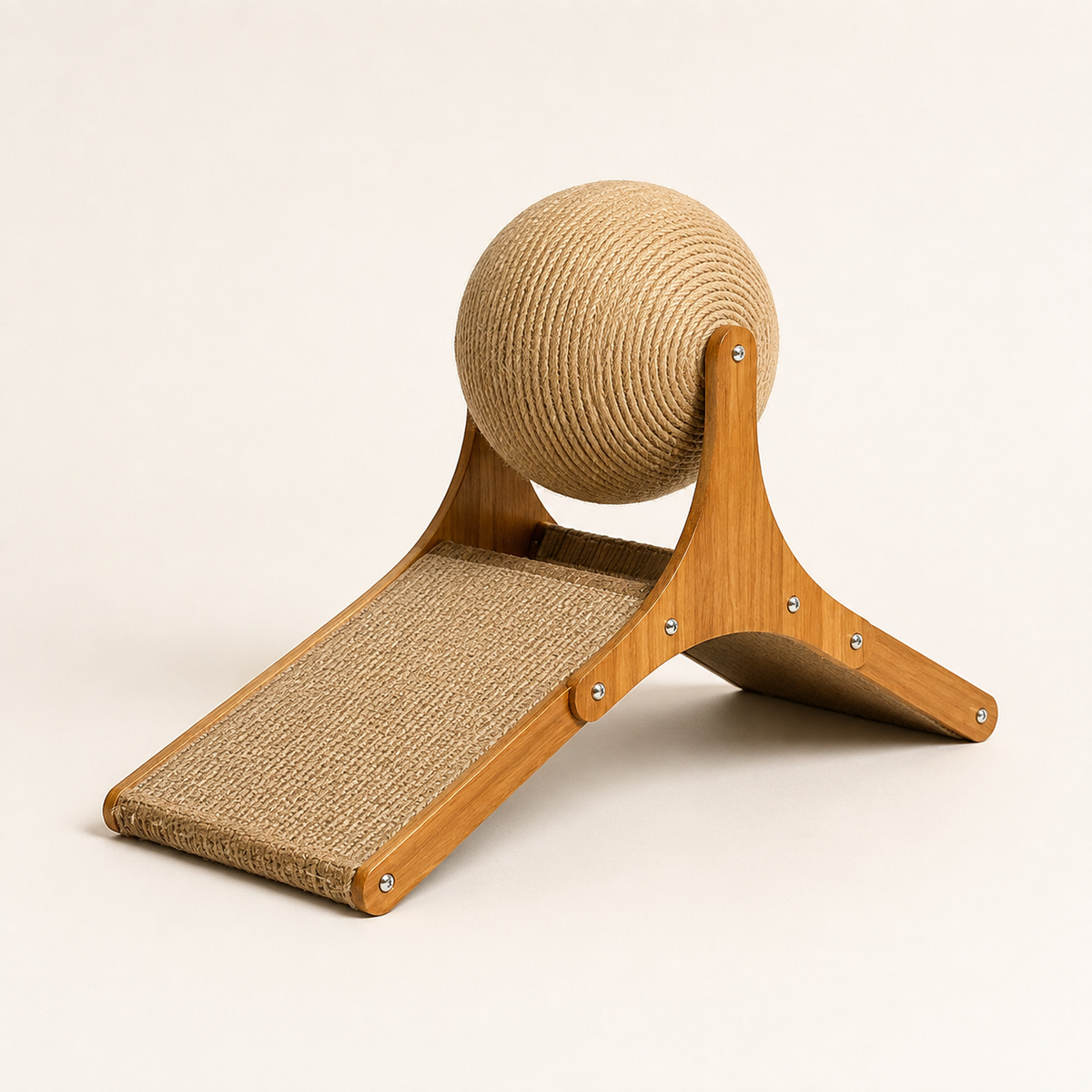 Sisal Cat Scratching Ramp with Rope Ball | Wood Frame, Small or Large