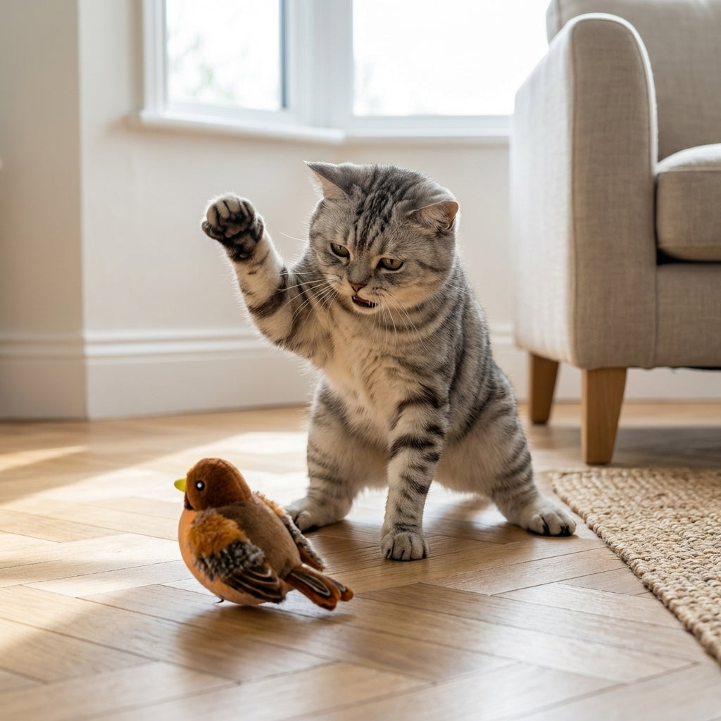 Electronic Flapping Bird Cat Toy | Motion, Sound & Light | Rechargeable