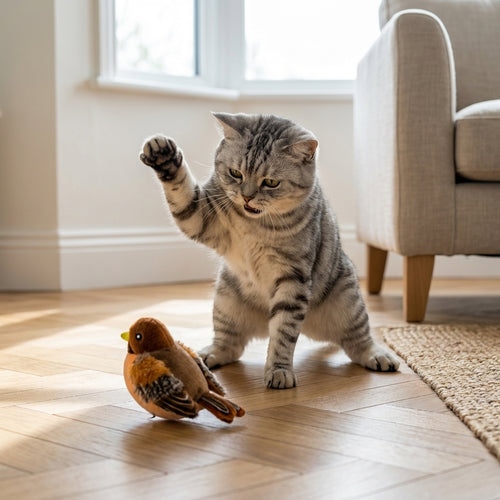 Electronic Flapping Bird Cat Toy | Motion, Sound & Light | Rechargeable