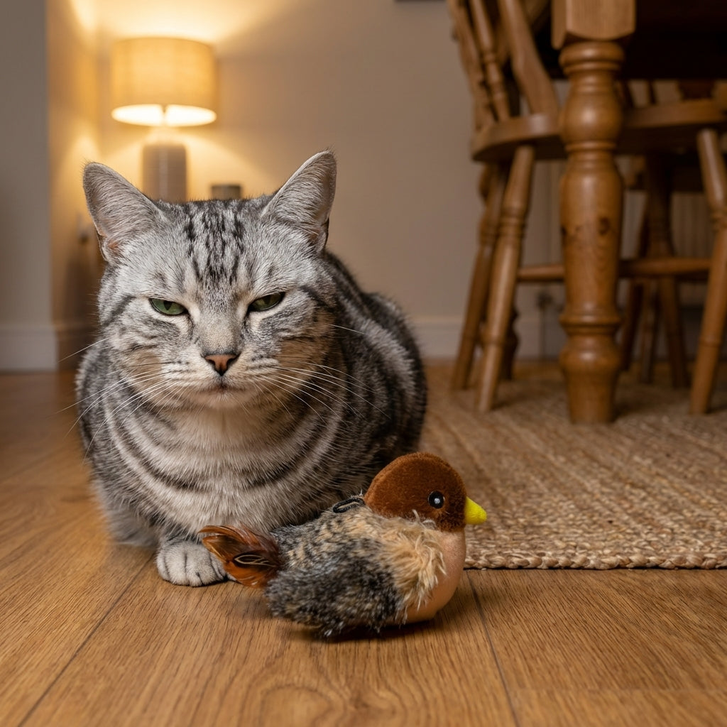 Electronic Flapping Bird Cat Toy | Motion, Sound & Light | Rechargeable