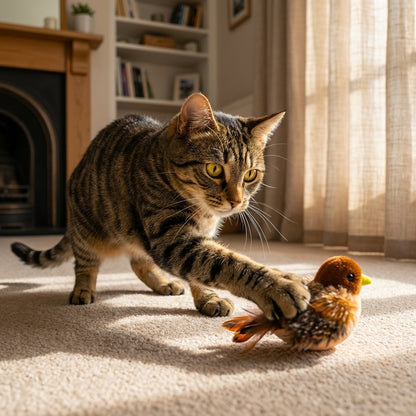 Electronic Flapping Bird Cat Toy | Motion, Sound & Light | Rechargeable