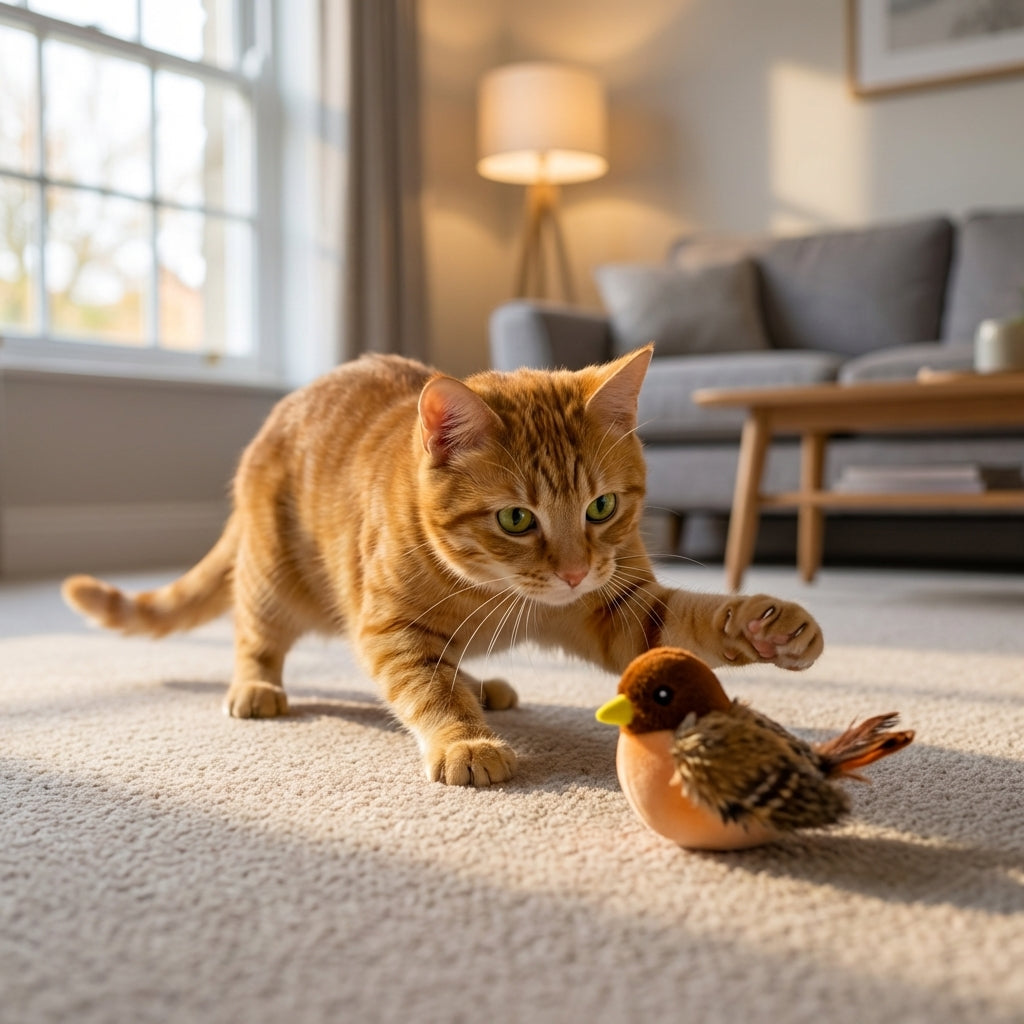 Electronic Flapping Bird Cat Toy | Motion, Sound & Light | Rechargeable