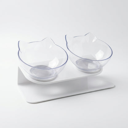 Elevated Double Cat Feeding Station | 15° Tilted Bowls | BPA-Free