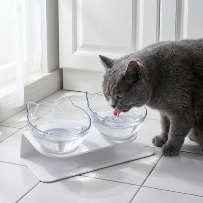 Elevated Double Cat Feeding Station | 15° Tilted Bowls | BPA-Free