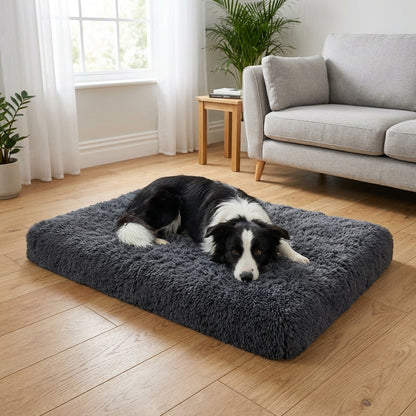 Faux Fur Dog Mat with Foam Filling | Removable Washable Cover | M / L / XL / XXL