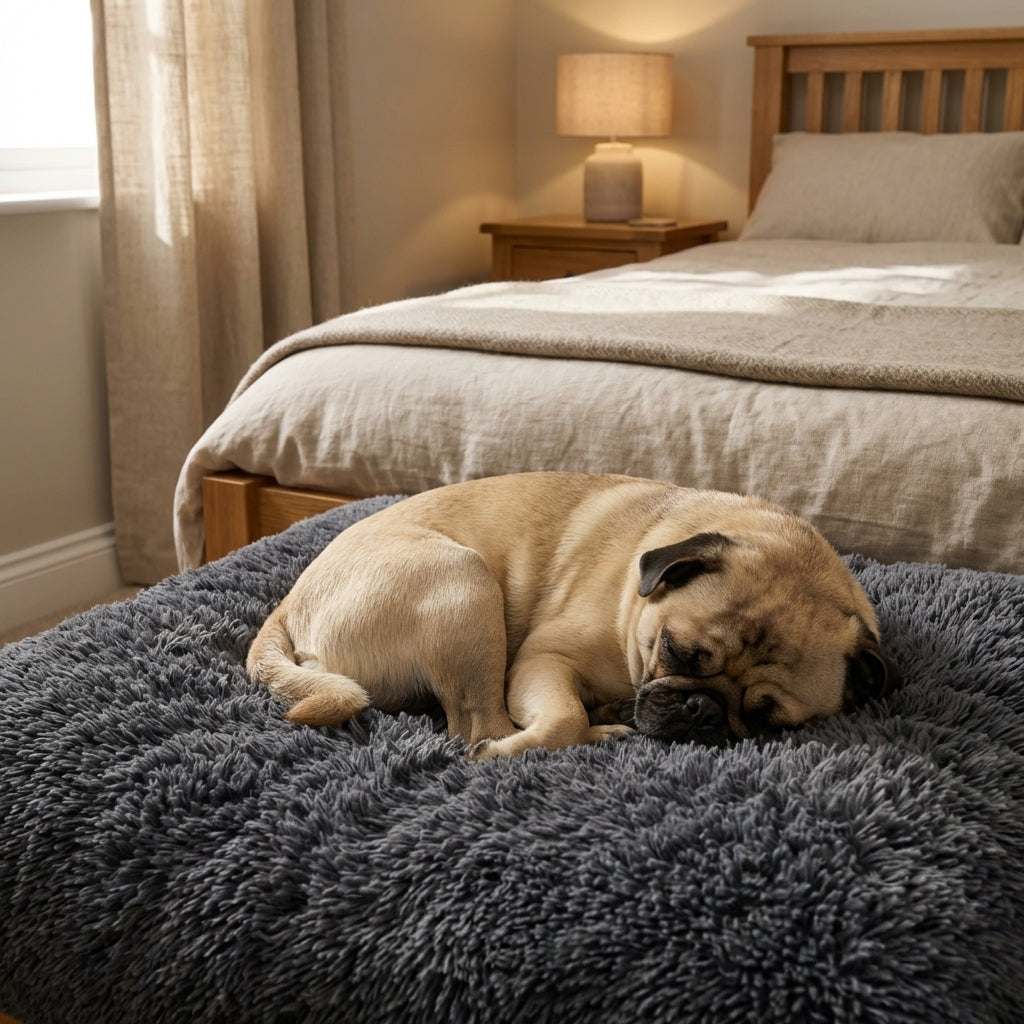 Faux Fur Dog Mat with Foam Filling | Removable Washable Cover | M / L / XL / XXL