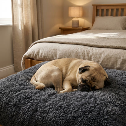 Faux Fur Dog Mat with Foam Filling | Removable Washable Cover | M / L / XL / XXL