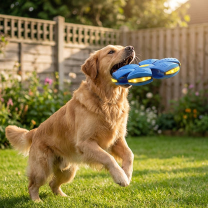 Flat-to-Ball Folding Frisbee Dog Toy | LED Lights