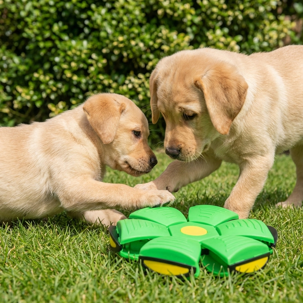 Flat-to-Ball Folding Frisbee Dog Toy | LED Lights