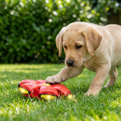 Flat-to-Ball Folding Frisbee Dog Toy | LED Lights