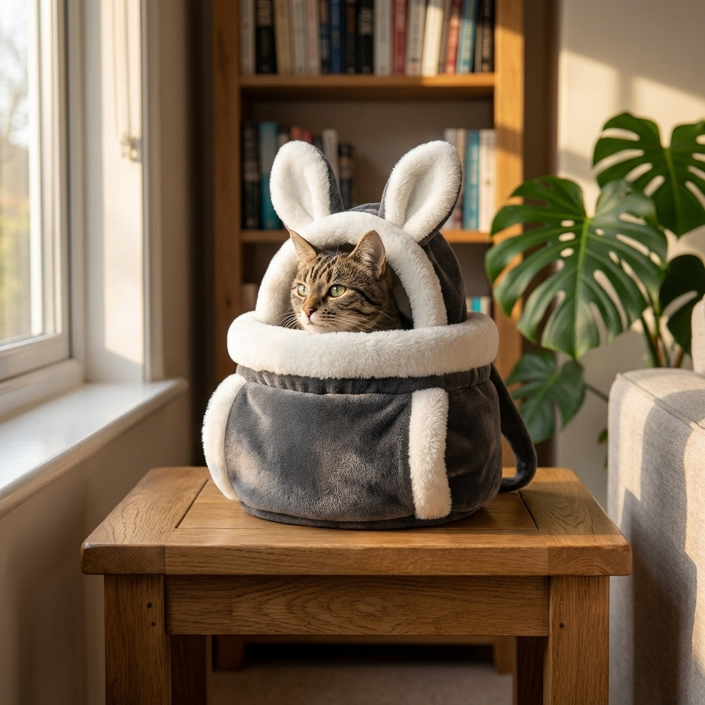 Fleece-Lined Cat Carrier Bag | Front & Back Wear | Velvet