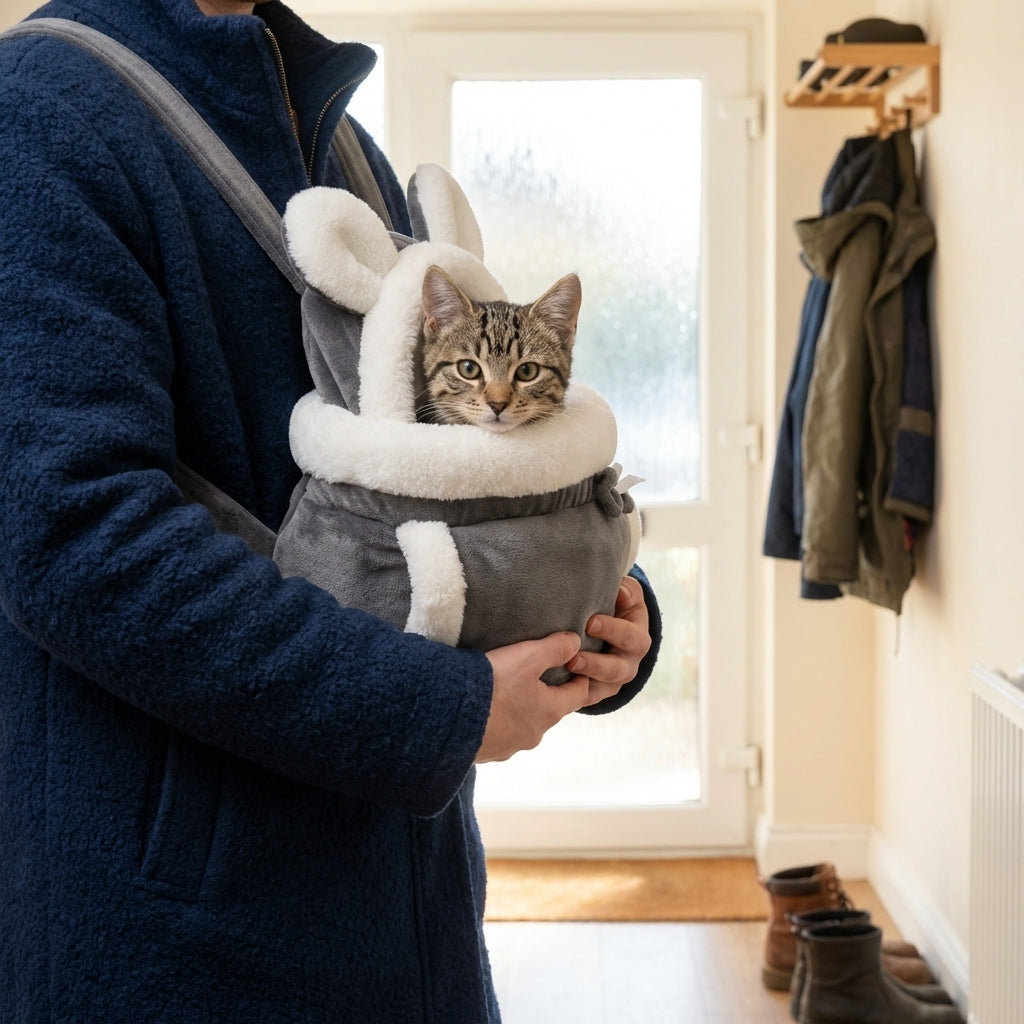 Fleece-Lined Cat Carrier Bag | Front & Back Wear | Velvet