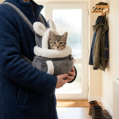 Fleece-Lined Cat Carrier Bag | Front & Back Wear | Velvet
